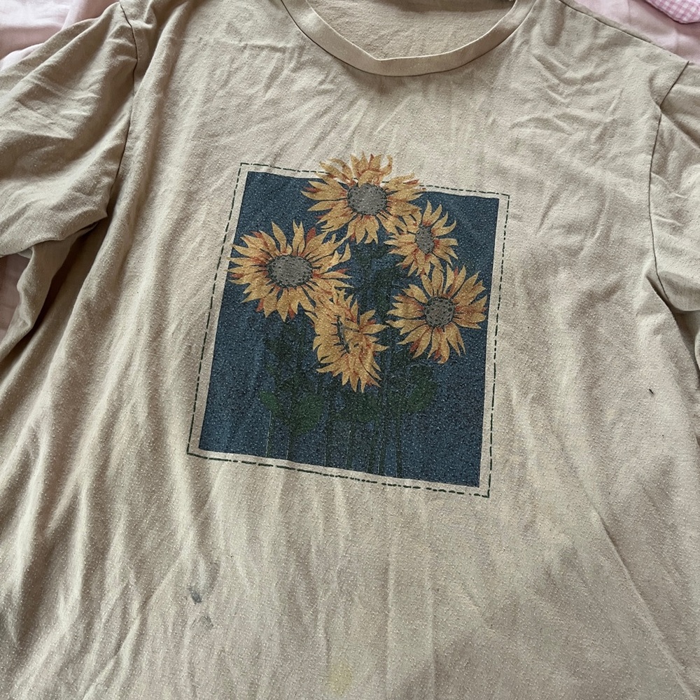 Sunflower Graphic Beige T-Shirt